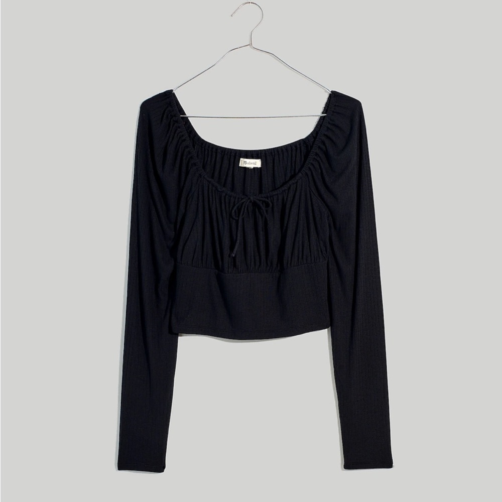 Madewell Ribbed Square-Neck Long-Sleeve Top M - Picture 8 of 10